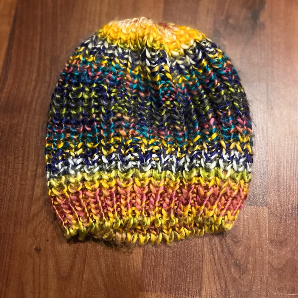 Knit yarn beanie